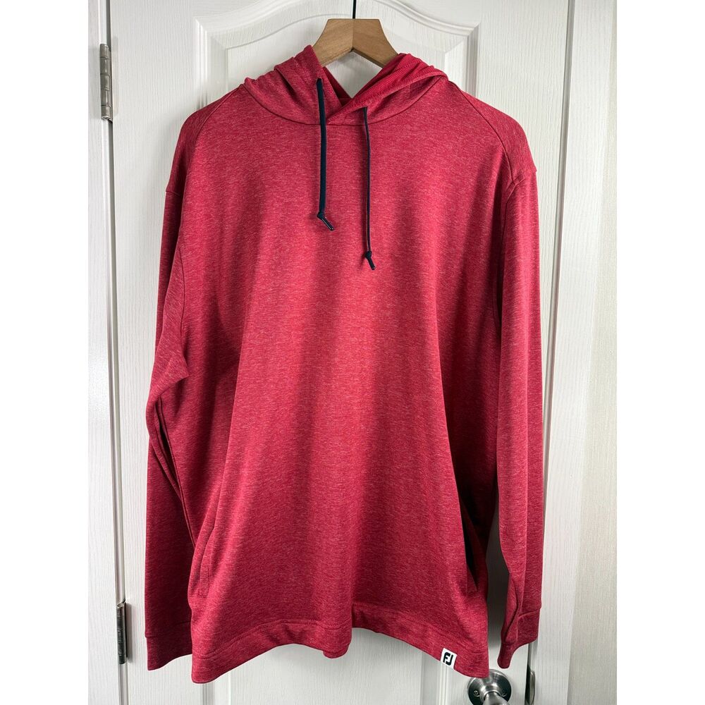FootJoy Men’s Golf Hoodie XL Red Heather Pullover Performance FJ Lightweight